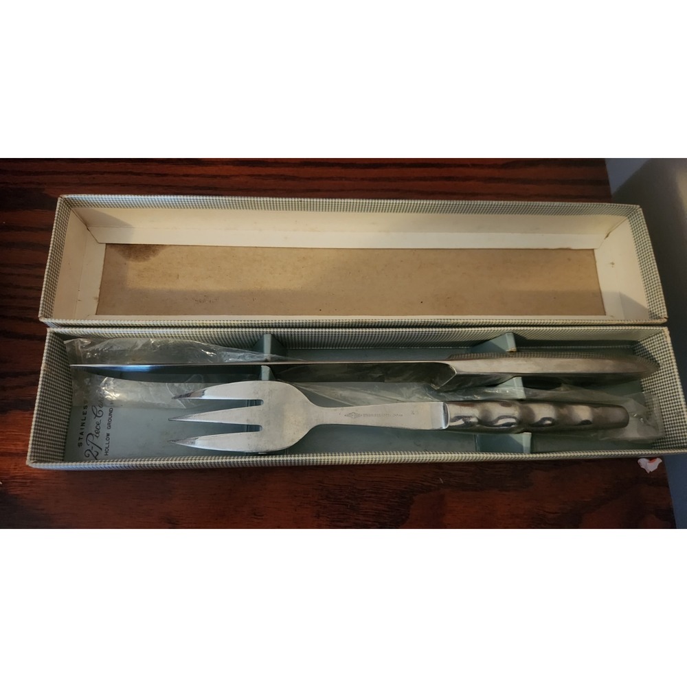 2 Piece Stainless Steel Carving Set - Hollow Ground Hollow Handle - Knife & Fork - Picture 3 of 5
